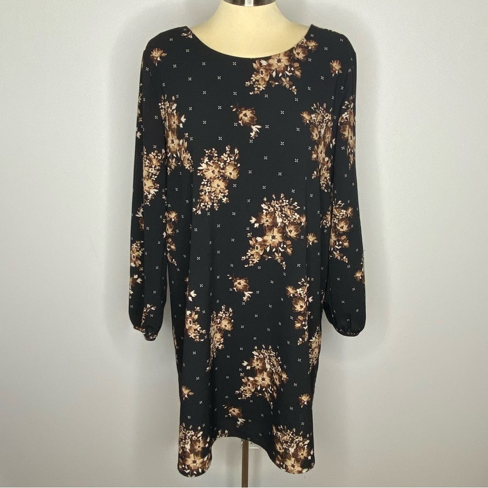 DEX Black Long Sleeve Swing Dress